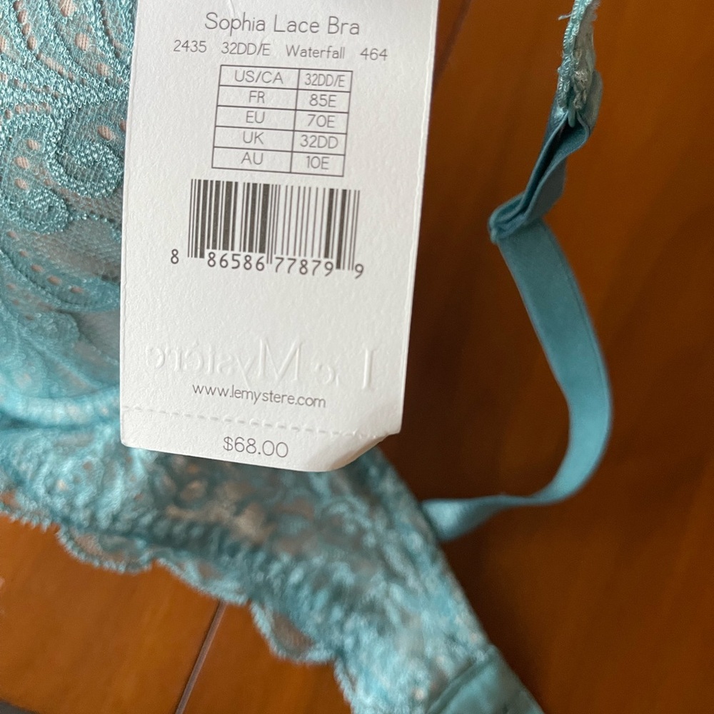 Le Mystere ‘Sophia’ Lace T-Shirt Bra in Waterfall Blue - 32DD - NWT - Picture 5 of 8